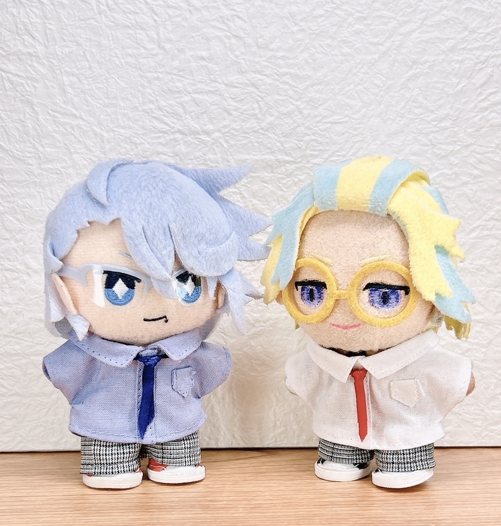 ぬい用灰色チェックスーツセット