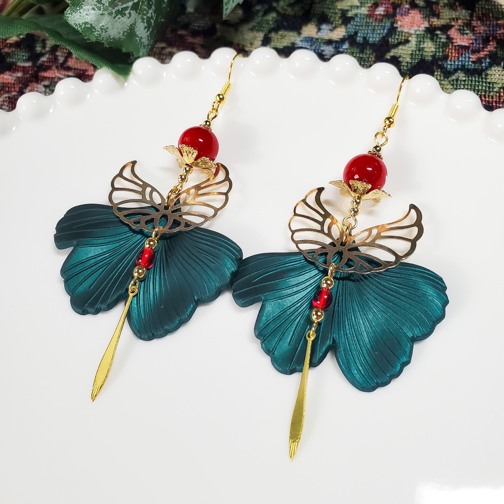 金魚の尾鰭 (赤/黒/緑) ピアス/イヤリング