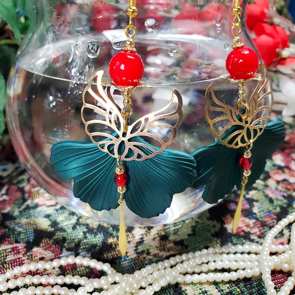 金魚の尾鰭 (赤/黒/緑) ピアス/イヤリング