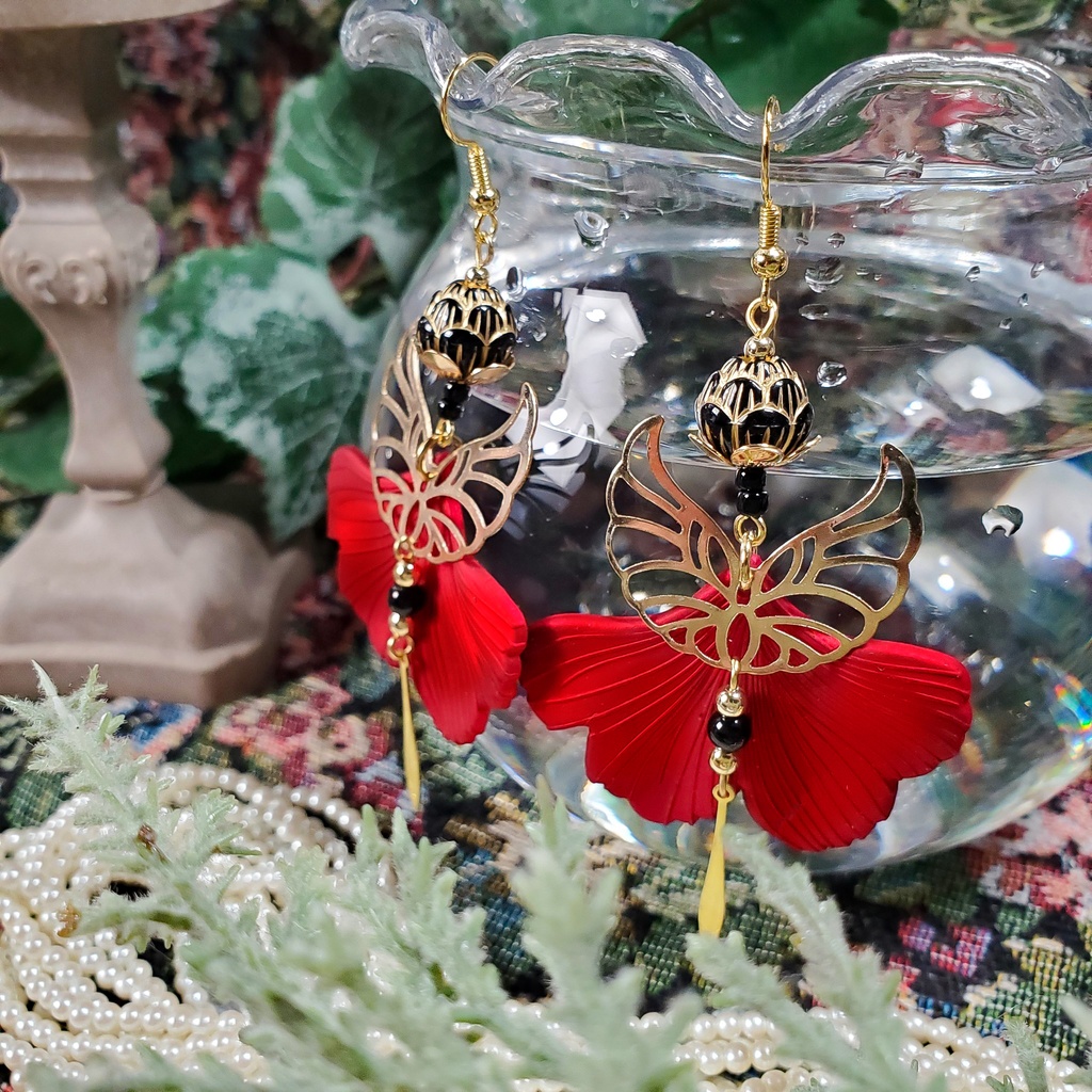 金魚の尾鰭 (赤/黒/緑) ピアス/イヤリング