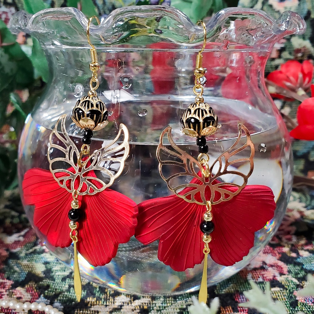 金魚の尾鰭 (赤/黒/緑) ピアス/イヤリング