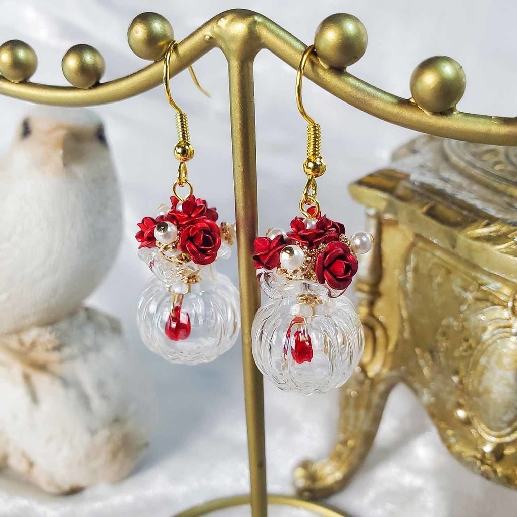 薔薇の花瓶_ブーケ ※片耳 ピアス/イヤリング