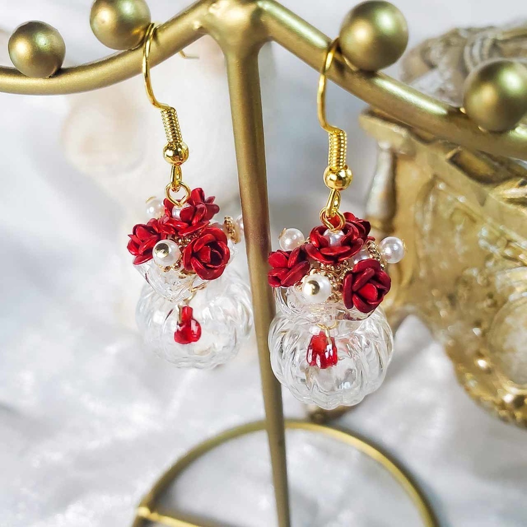 薔薇の花瓶_ブーケ ※片耳 ピアス/イヤリング