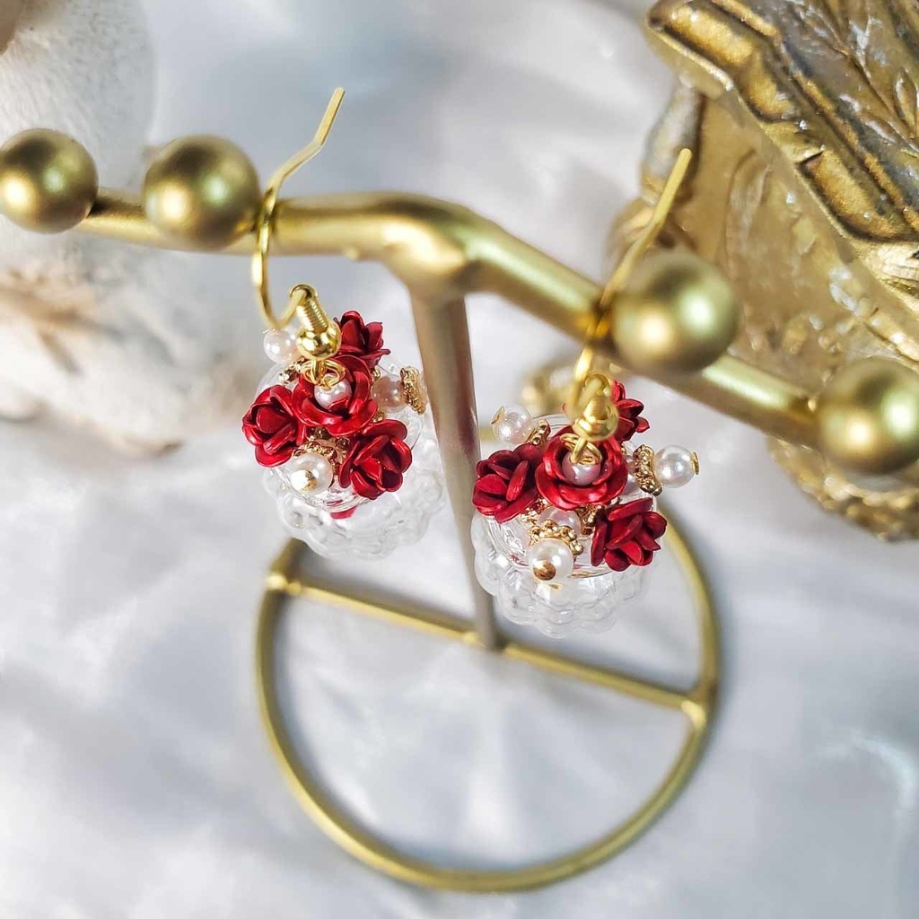薔薇の花瓶_ブーケ ※片耳 ピアス/イヤリング