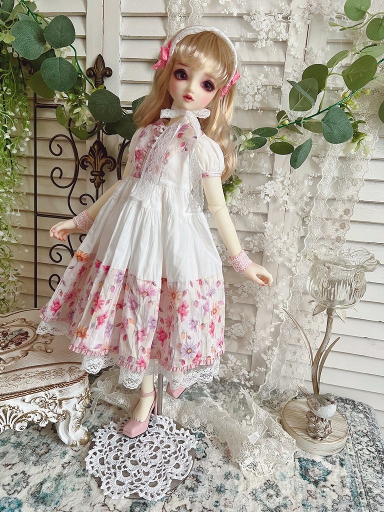no.L-029 pink スーパードルフィー SDサイズ LIBERTYワンピース ドレス