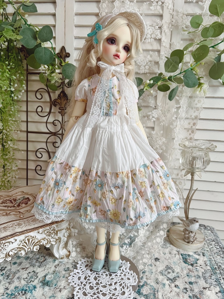no.L-030 blue スーパードルフィー SDサイズ LIBERTYワンピース ドレス