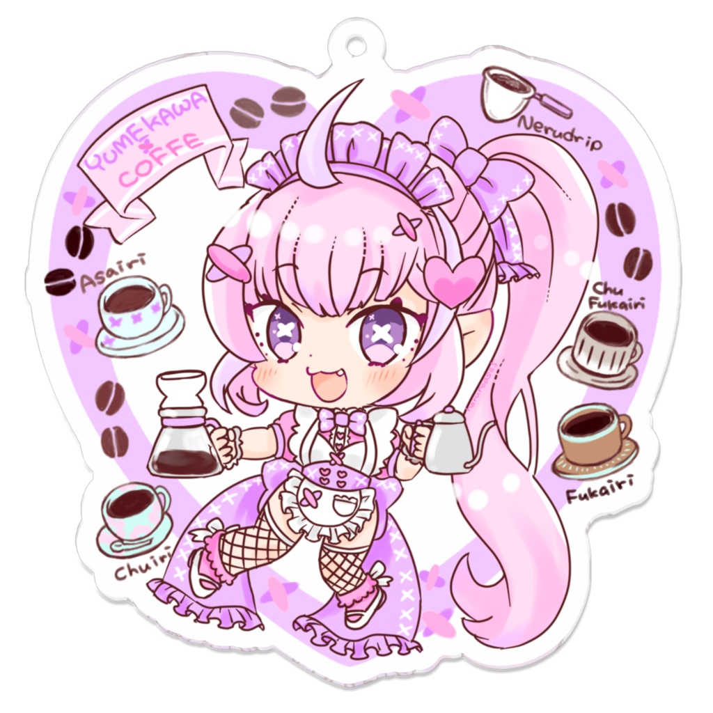 創作 ゆめかわバリスタメイドさん アクリルキーホルダー
