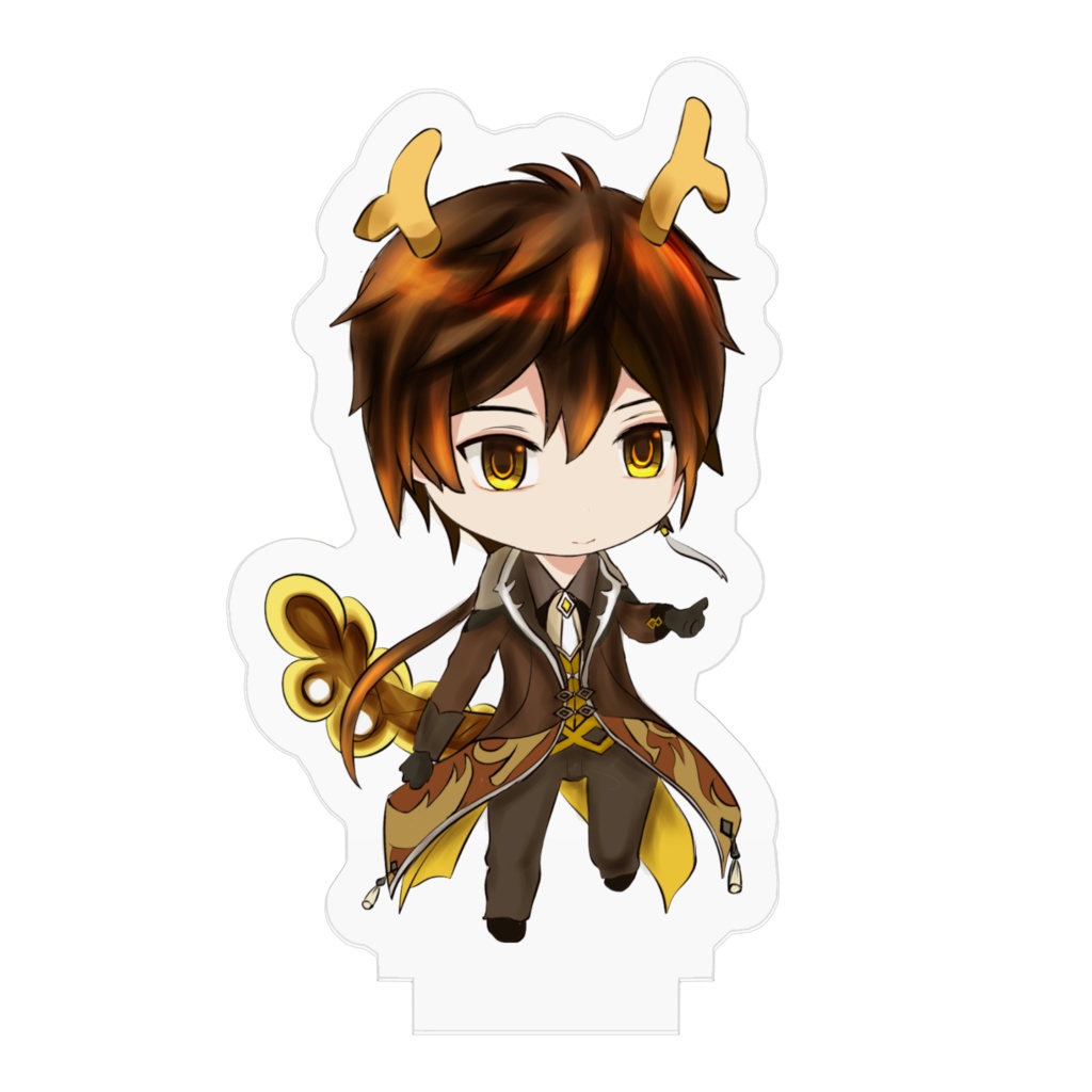 【アクリルフィギュア スタンド】龍 鍾離と手乗りタルタリヤ 原神 genshin