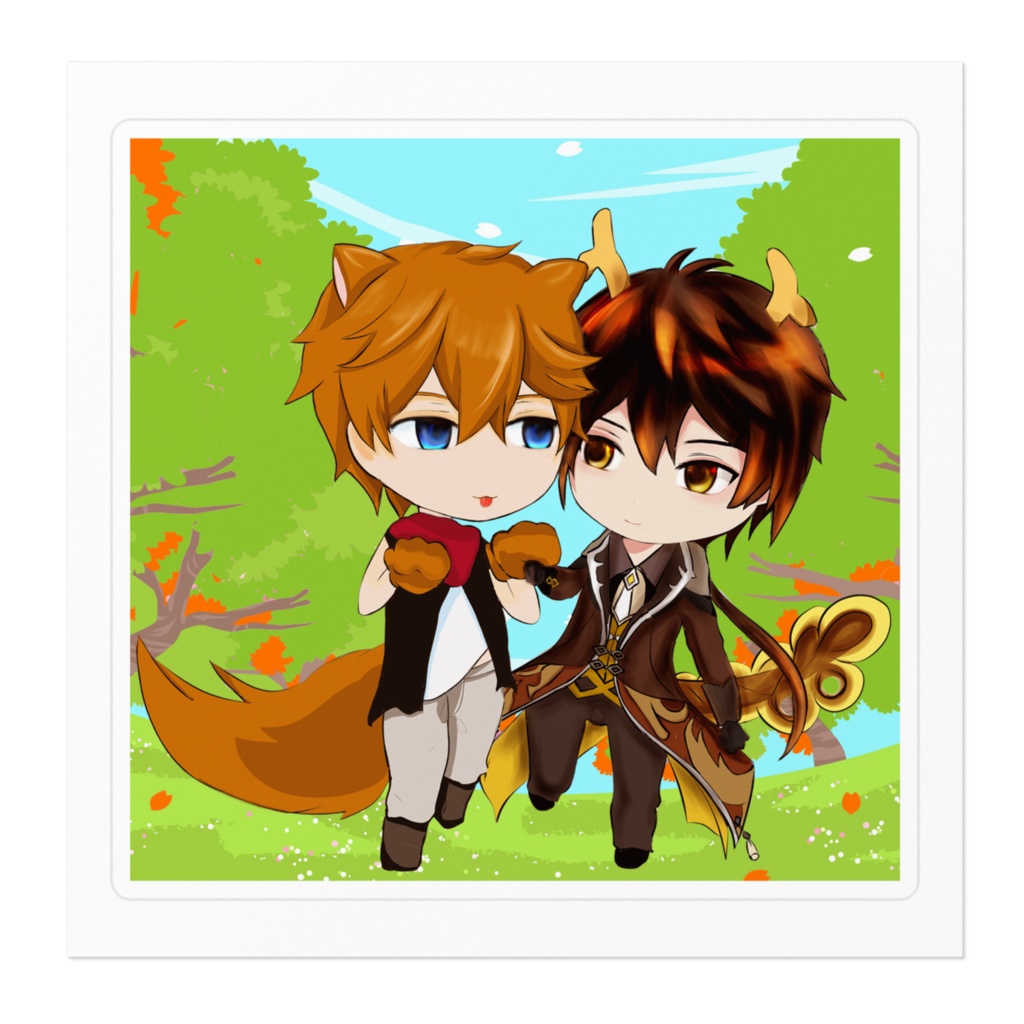 【ステッカー】狼タルタリヤx鍾離 原神 genshin タル鍾 chili tartagli ハロウィン