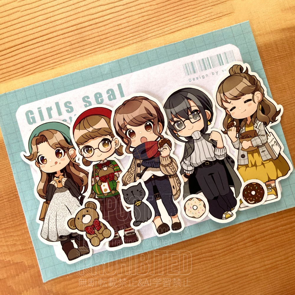 【リニューアル】食欲の秋を楽しむ | カラフルガールズシール autumn | 手帳・コラージュに