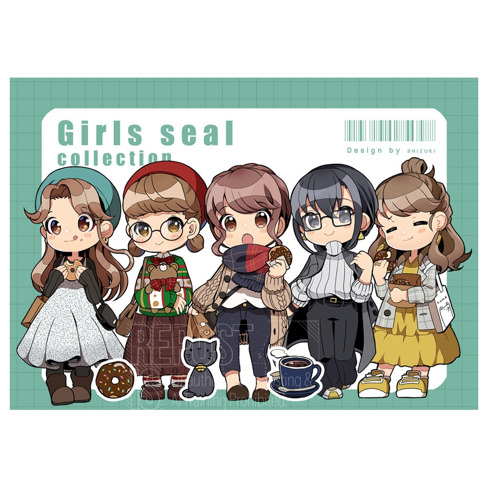 【リニューアル】食欲の秋を楽しむ | カラフルガールズシール autumn | 手帳・コラージュに