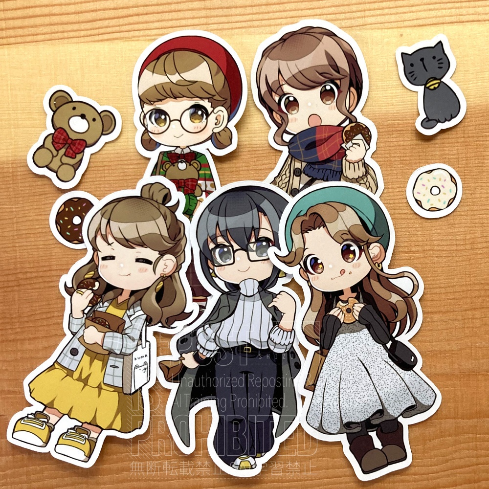 【リニューアル】食欲の秋を楽しむ | カラフルガールズシール autumn | 手帳・コラージュに