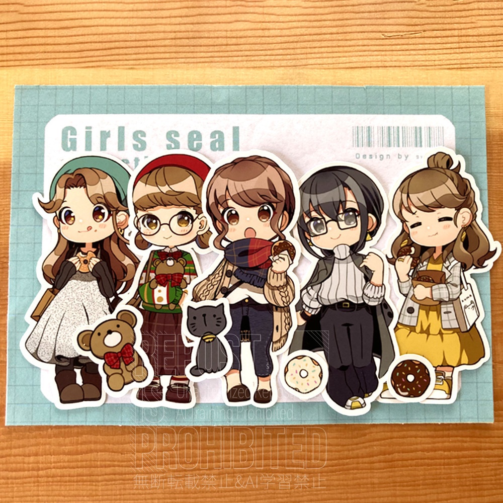 【リニューアル】食欲の秋を楽しむ | カラフルガールズシール autumn | 手帳・コラージュに