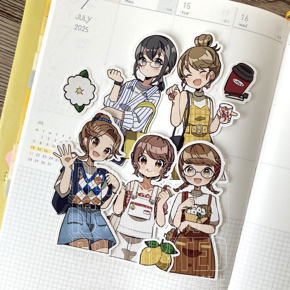 夏到来! | カラフルガールズシール | summer ver1 | 手帳・コラージュに