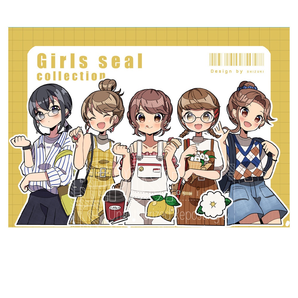 夏到来! | カラフルガールズシール | summer ver1 | 手帳・コラージュに