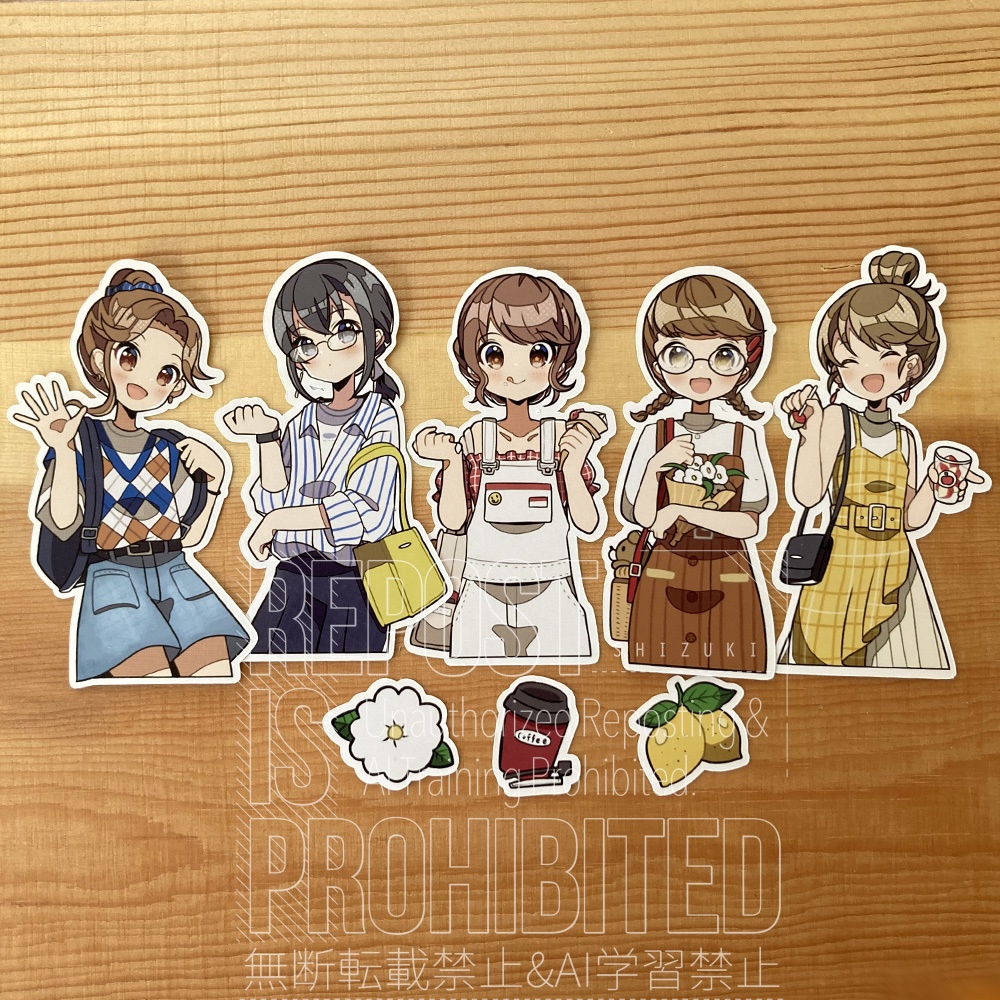 夏到来! | カラフルガールズシール | summer ver1 | 手帳・コラージュに