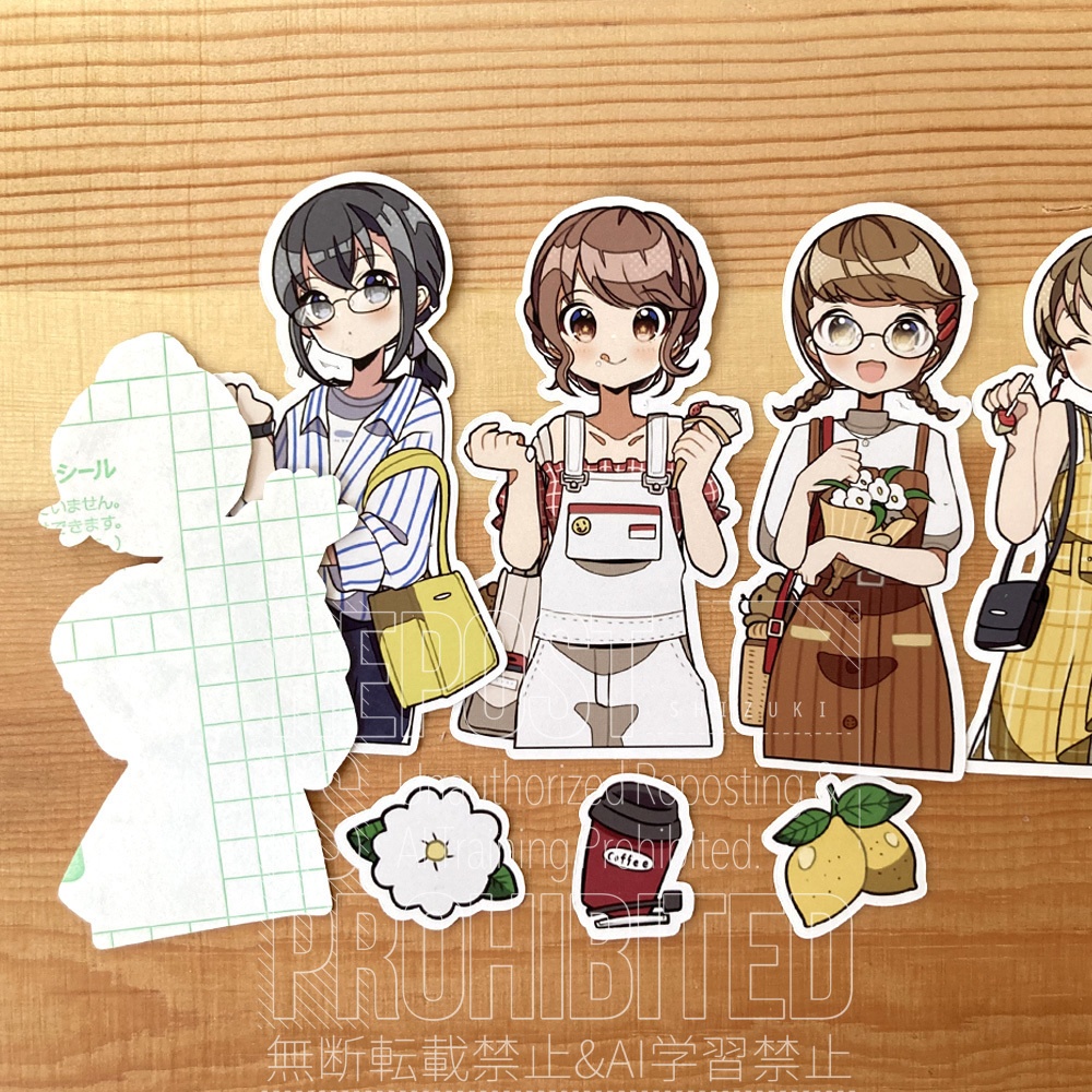 夏到来! | カラフルガールズシール | summer ver1 | 手帳・コラージュに