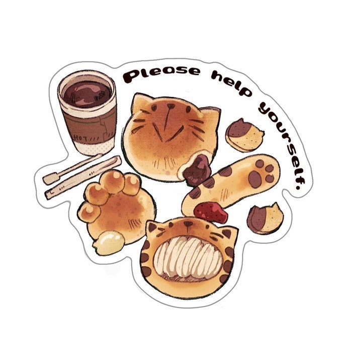 ねこパン・純喫茶クリームソーダ ステッカー 2枚set