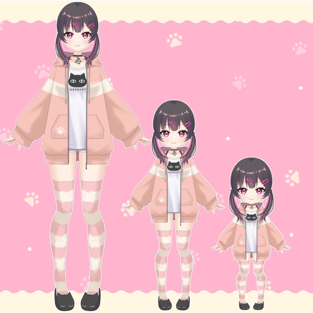 【Live2D】ピンクパーカーちゃん【汎用モデル】