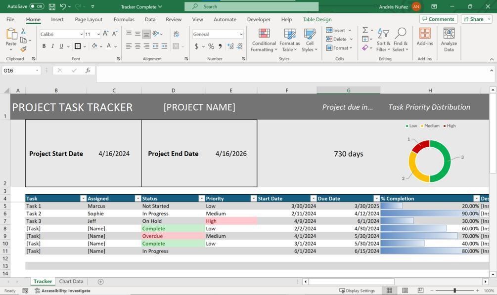 【Excel】工程表・進捗管理テンプレート|ガントチャート・自動集計・期限管理付き