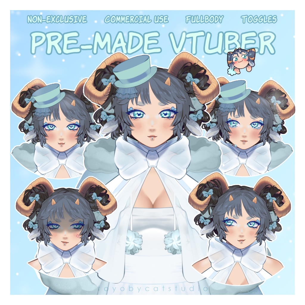 Premade Fullbody VTuber | Commercial use | Non-exclusive | Snowy Goat