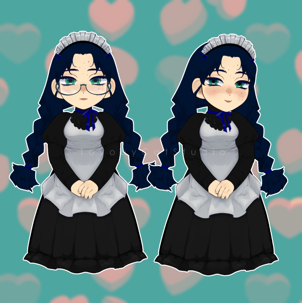 Premade Live2D Vtuber Model for Commercial Use | Non-exclusive | Fullbody Chibi | Toggles | Maid Girl with Glasses