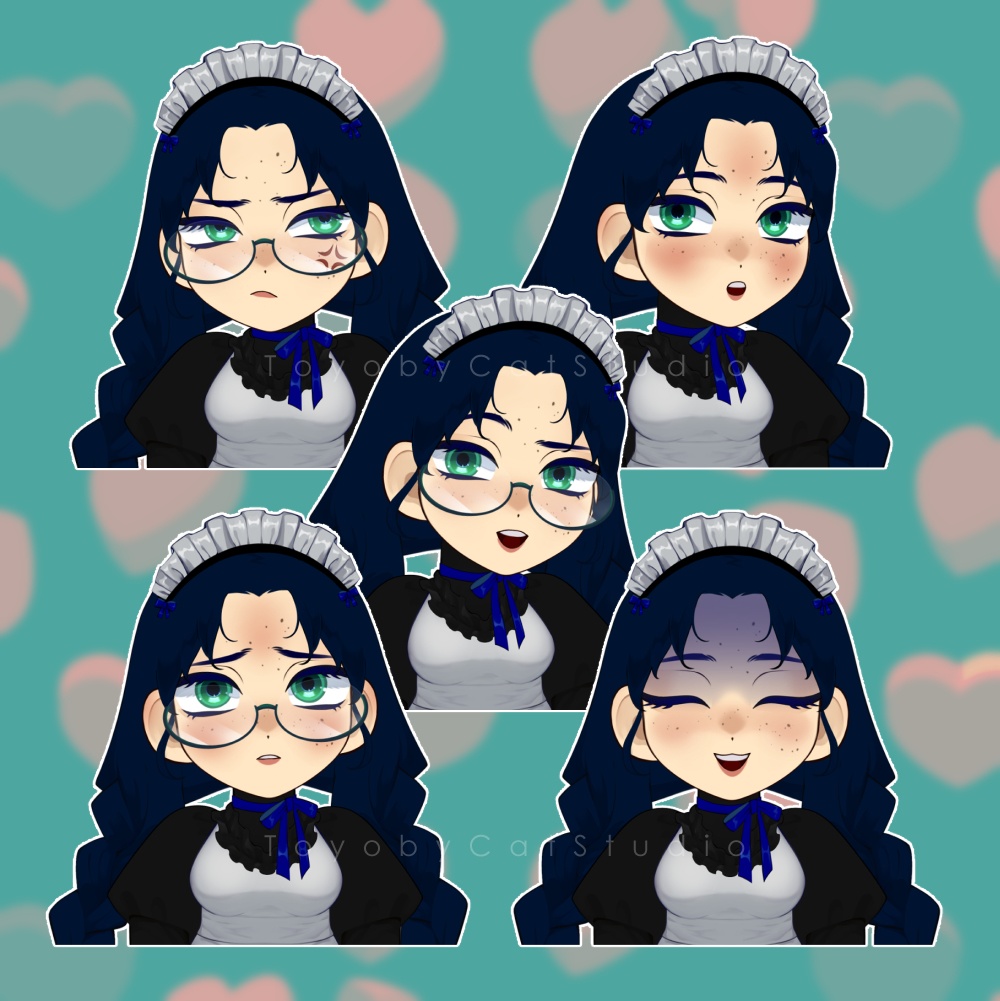 Premade Live2D Vtuber Model for Commercial Use | Non-exclusive | Fullbody Chibi | Toggles | Maid Girl with Glasses