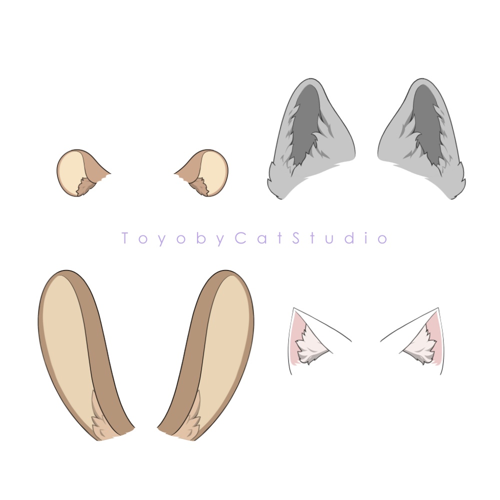 Live2D Rigged Animal Ears Variety Pack | VTuber assets | Non-exclusive Commercial Use