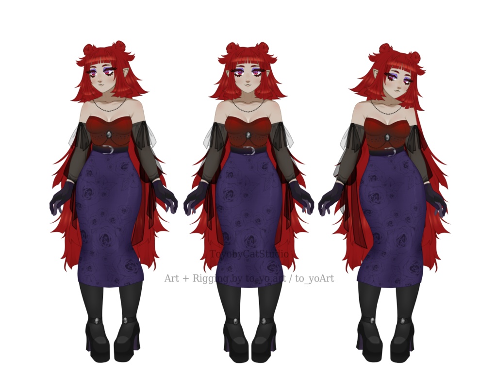 Premade Fullbody VTuber | Commercial use | Non-exclusive | Red-haired Vampire