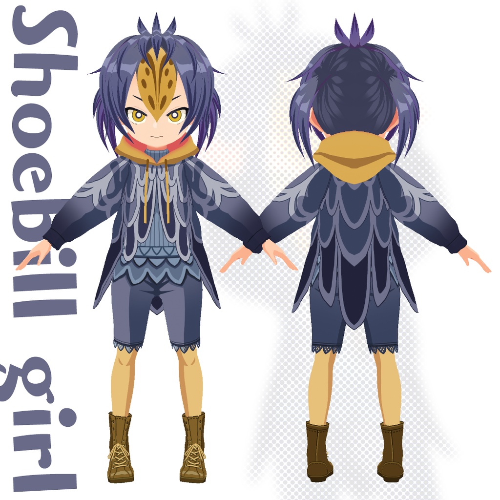 【アニメ風3Dモデル/VRM】鳥の擬人化ハシビロコウ