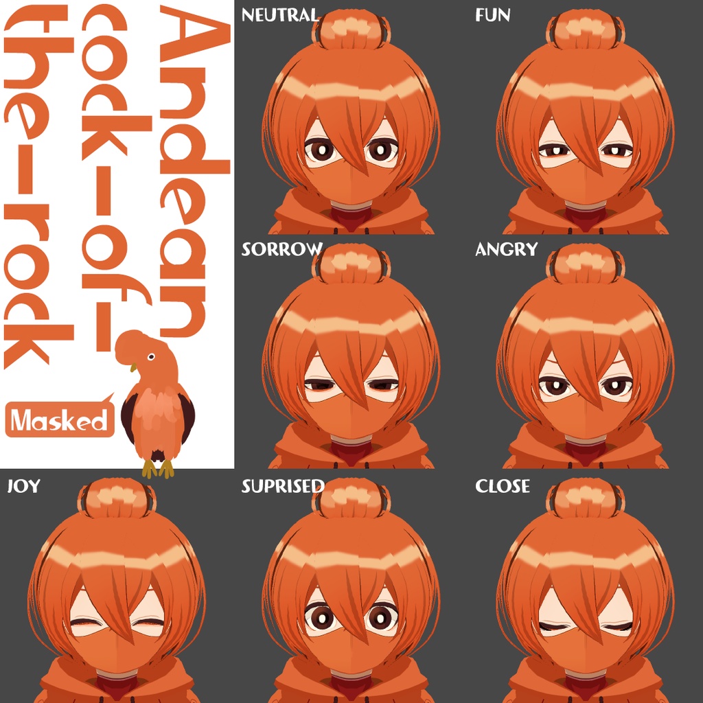 【アニメ風3Dモデル/VRM】鳥の擬人化アンデスイワドリ