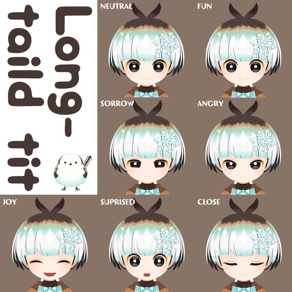 【オリジナル3Dモデル】鳥の擬人化シマエナガ【VRM/VRChat】