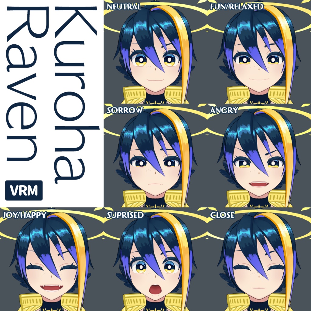 【オリジナル3Dモデル】金烏クロハ//鳥の擬人化幻獣モデル:神話のワタリガラス【VRM/VRChat/VRoid】