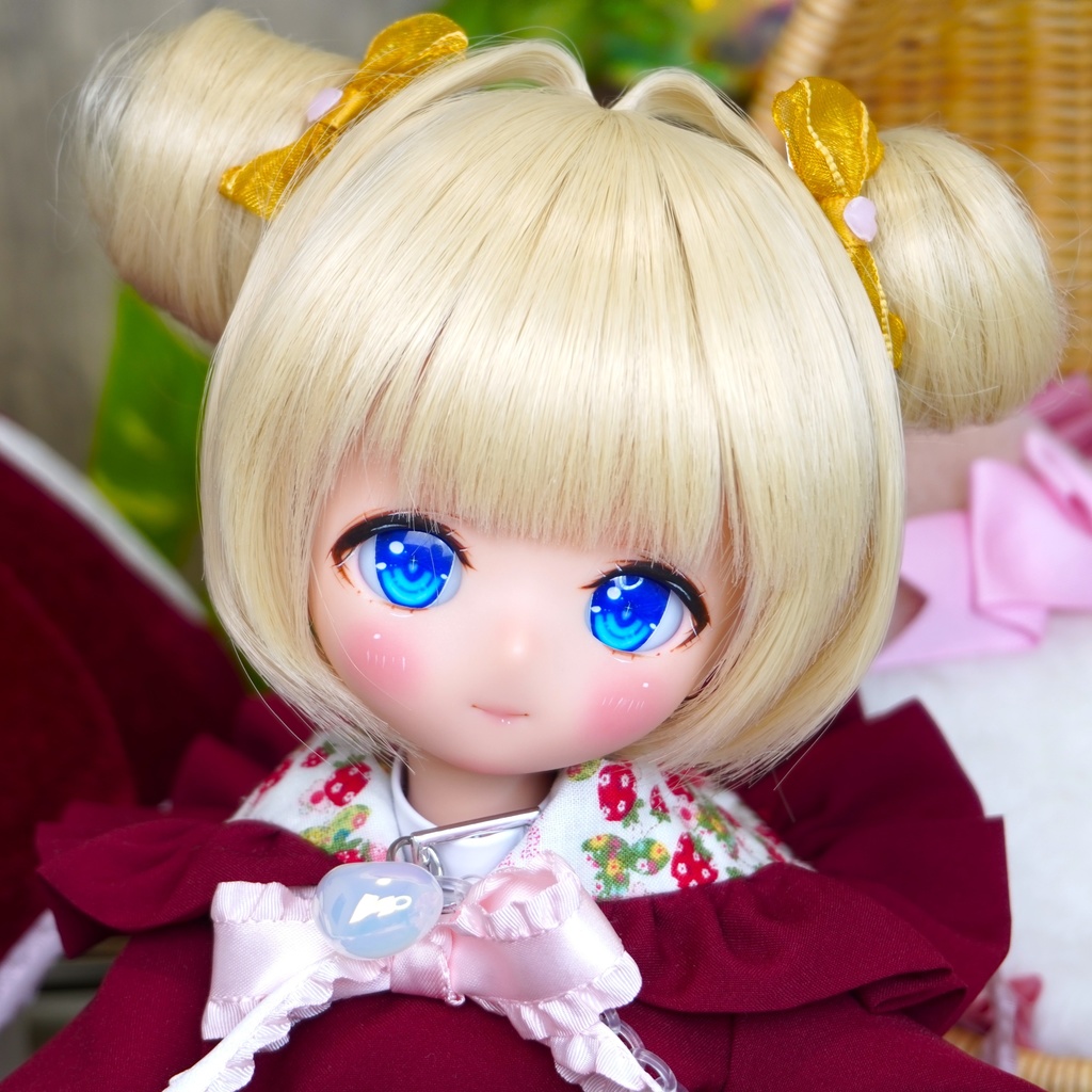 ＊1点のみ＊　ツインお団子　くりーむ色　9インチ　おまけリボン付き　MDD　DD　kumakoちゃん　小顔SD