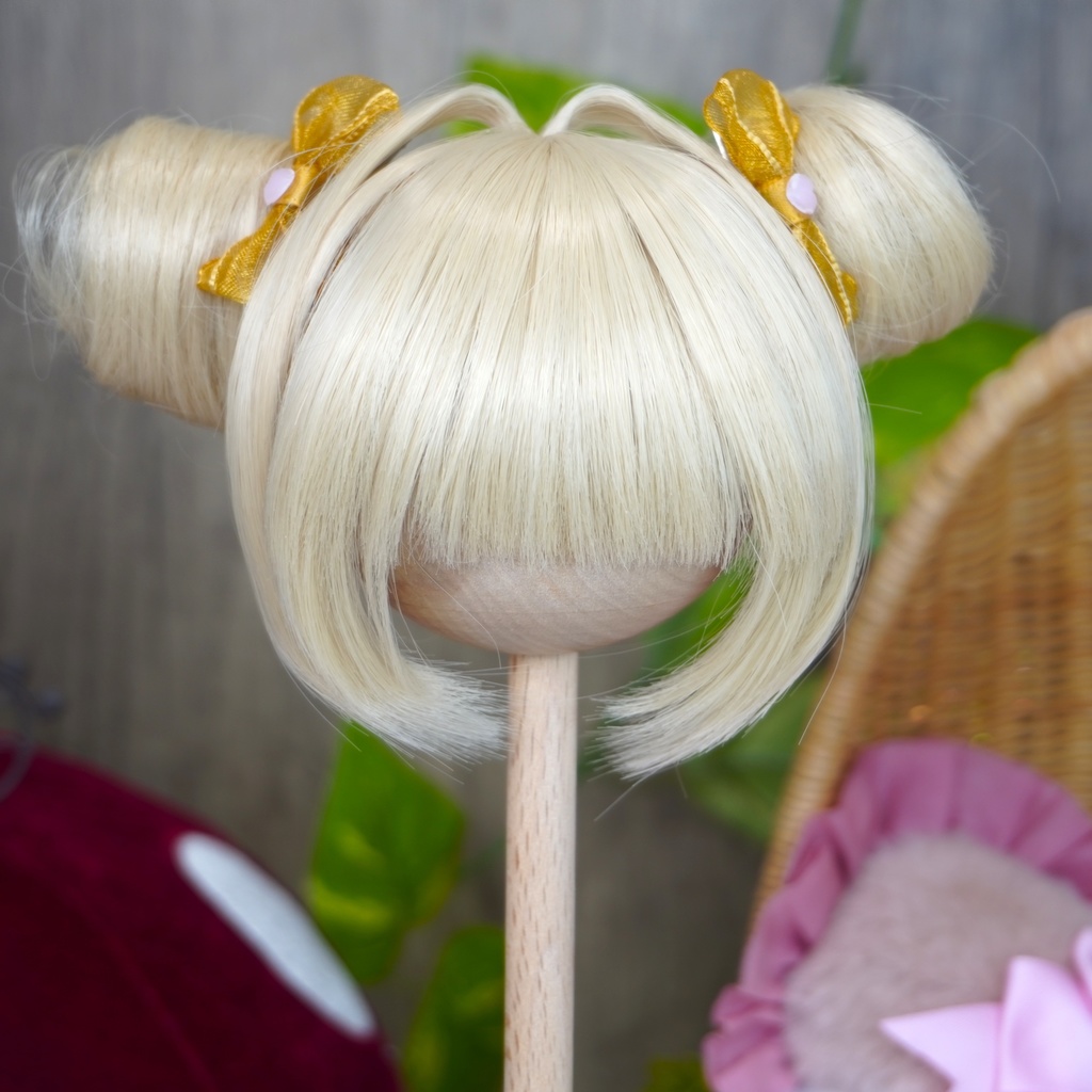 *1点のみ* ツインお団子 くりーむ色 9インチ おまけリボン付き MDD DD kumakoちゃん 小顔SD