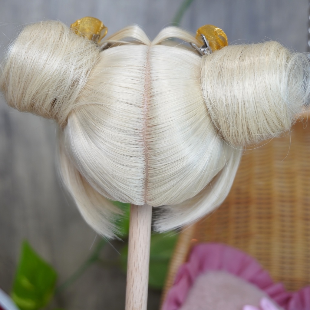 *1点のみ* ツインお団子 くりーむ色 9インチ おまけリボン付き MDD DD kumakoちゃん 小顔SD