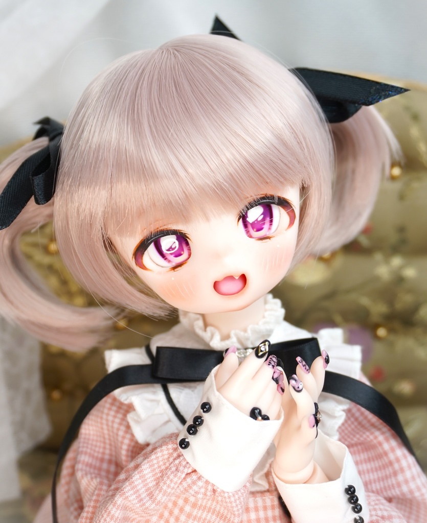 ぱっつんミニついん　ピンクベージュ