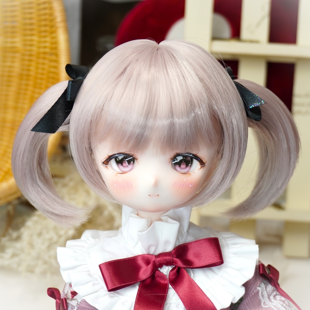ぱっつんミニついん　ピンクベージュ