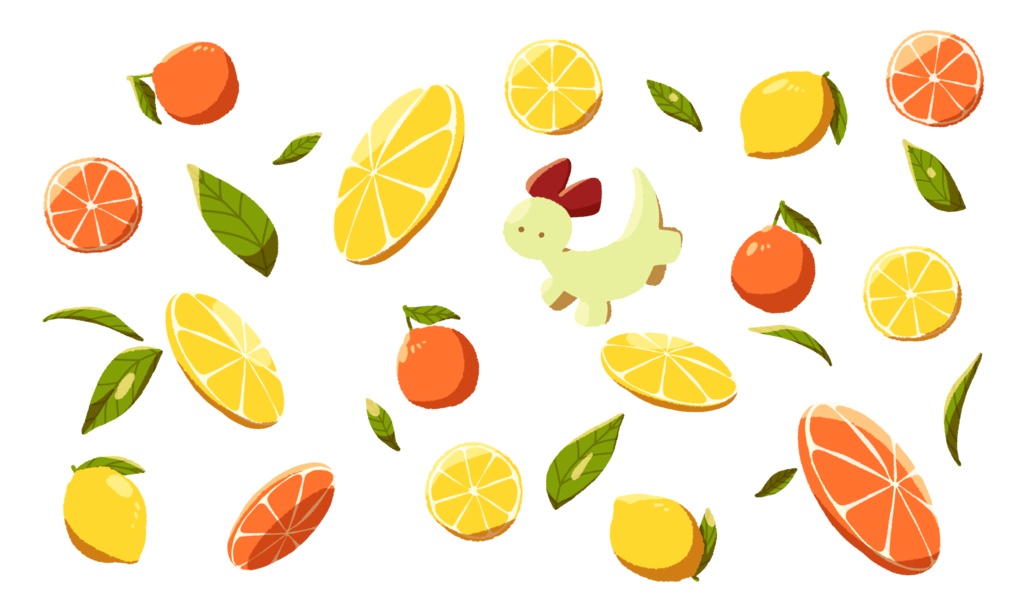 けだるげちゃんTシャツ レモンとオレンジ