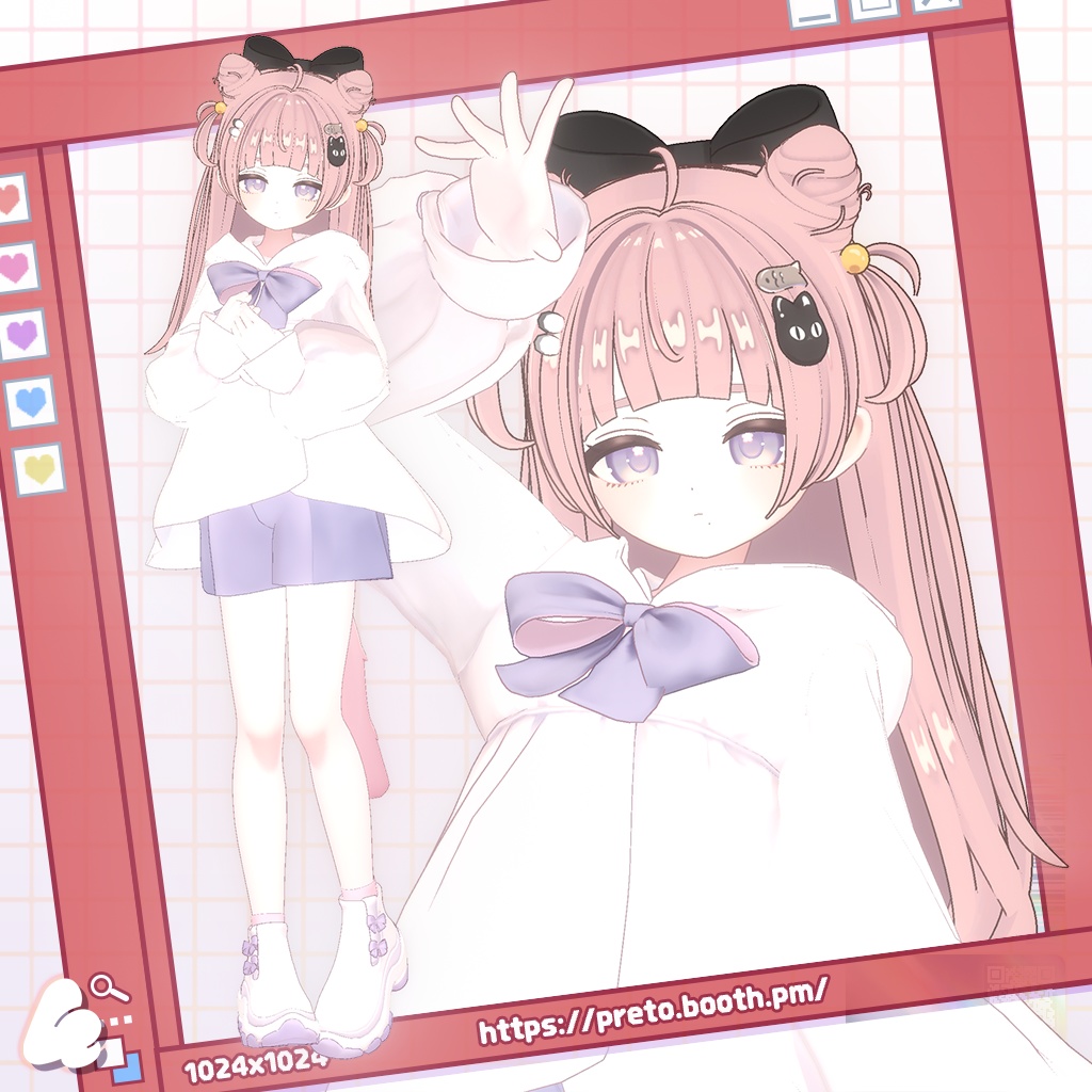 【3アバター対応】 Poyomochi Twin Buns