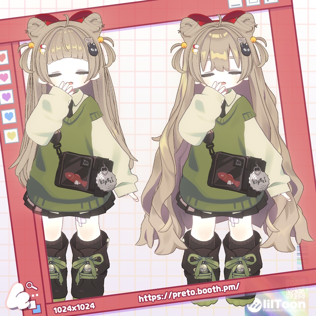 【3アバター対応】 Poyomochi Twin Buns