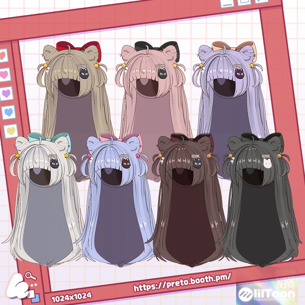 【3アバター対応】 Poyomochi Twin Buns