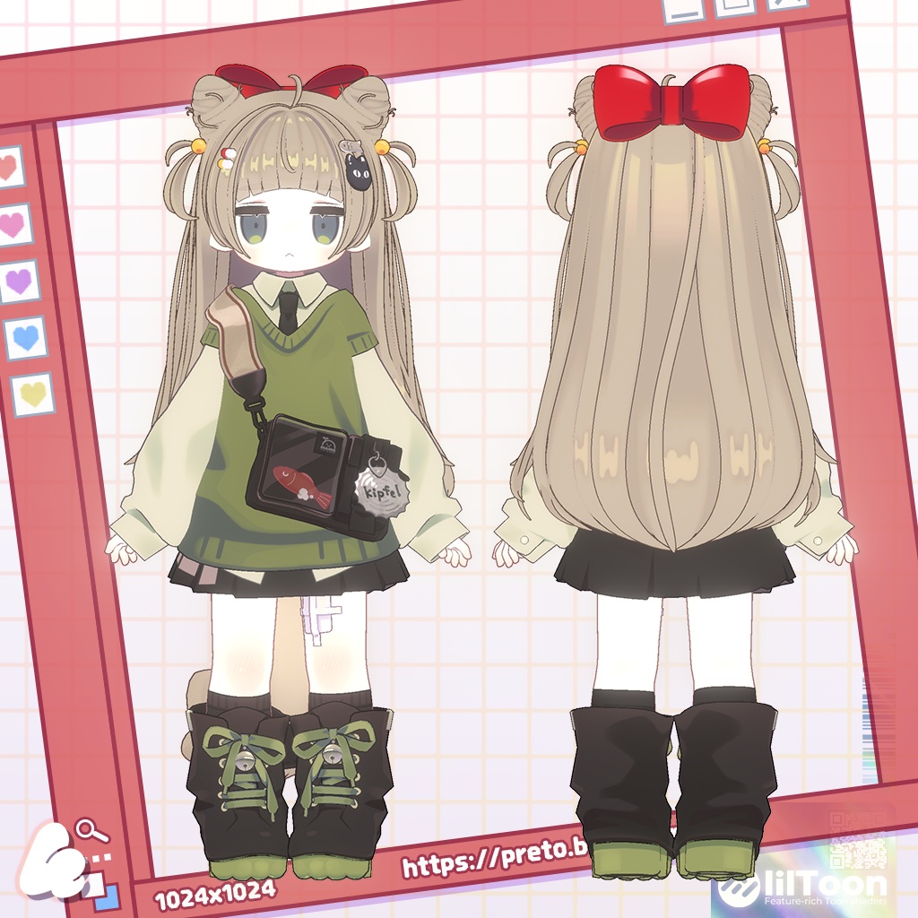 【3アバター対応】 Poyomochi Twin Buns