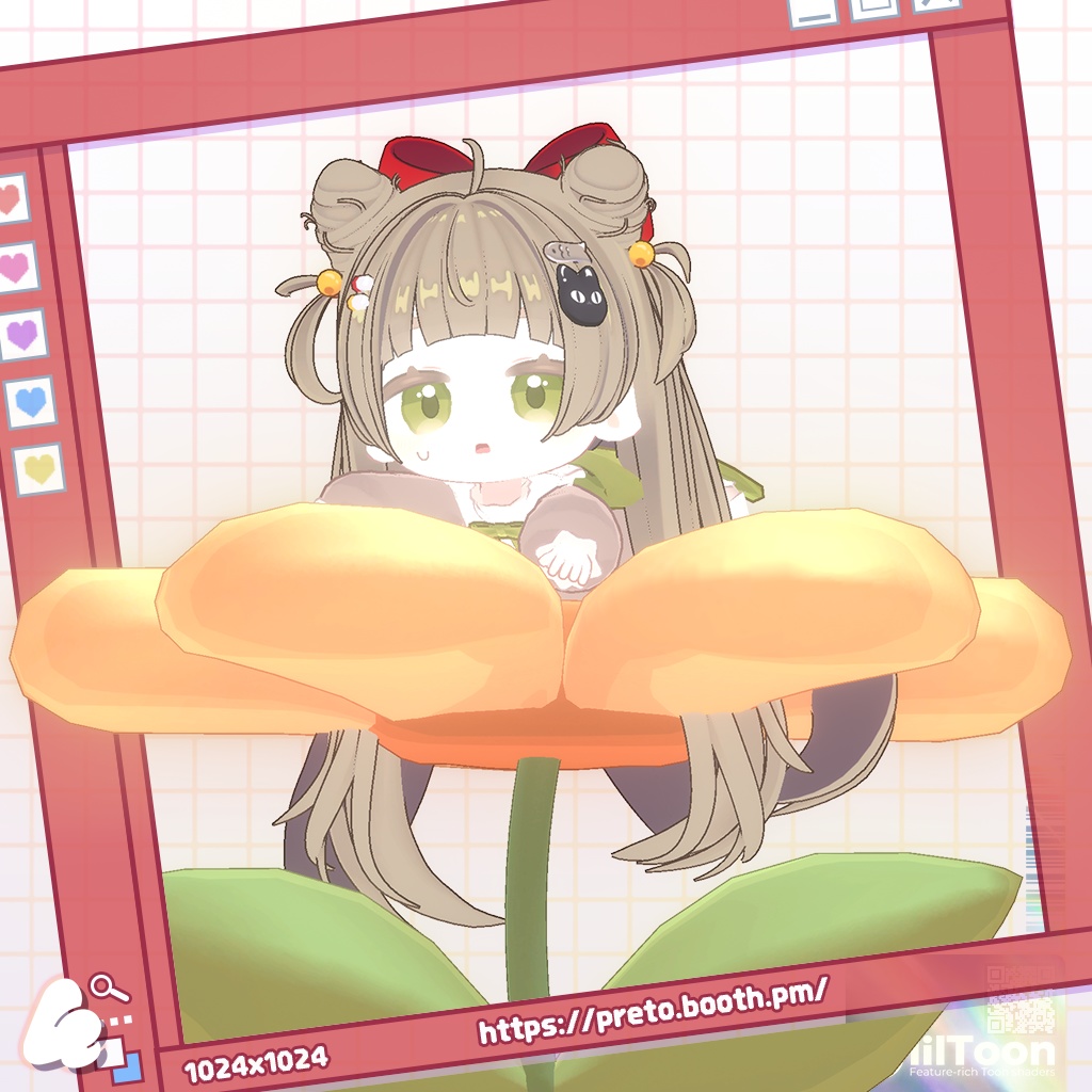 【3アバター対応】 Poyomochi Twin Buns