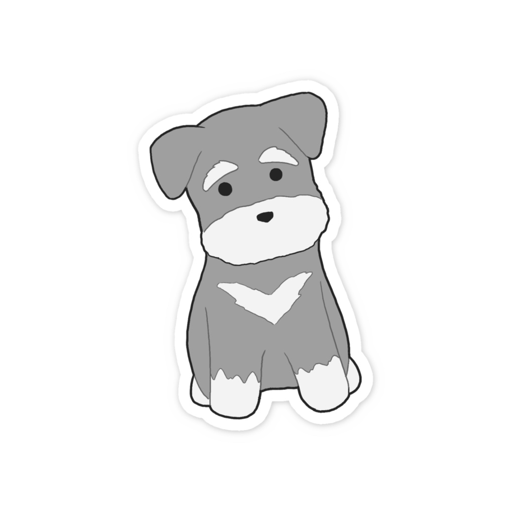 シュナウザースマホステッカー-おすわり