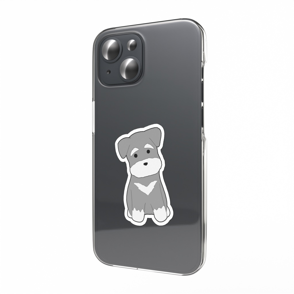 シュナウザースマホステッカー-おすわり