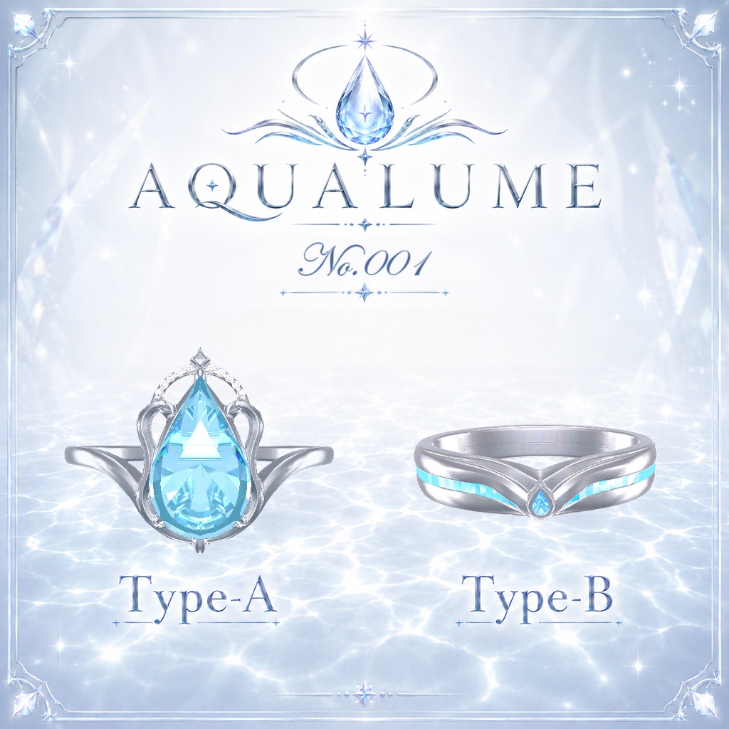 【VRChat想定】AQUALUME💍No.001 Type-A/B MA対応17Avatar(12color×17color)