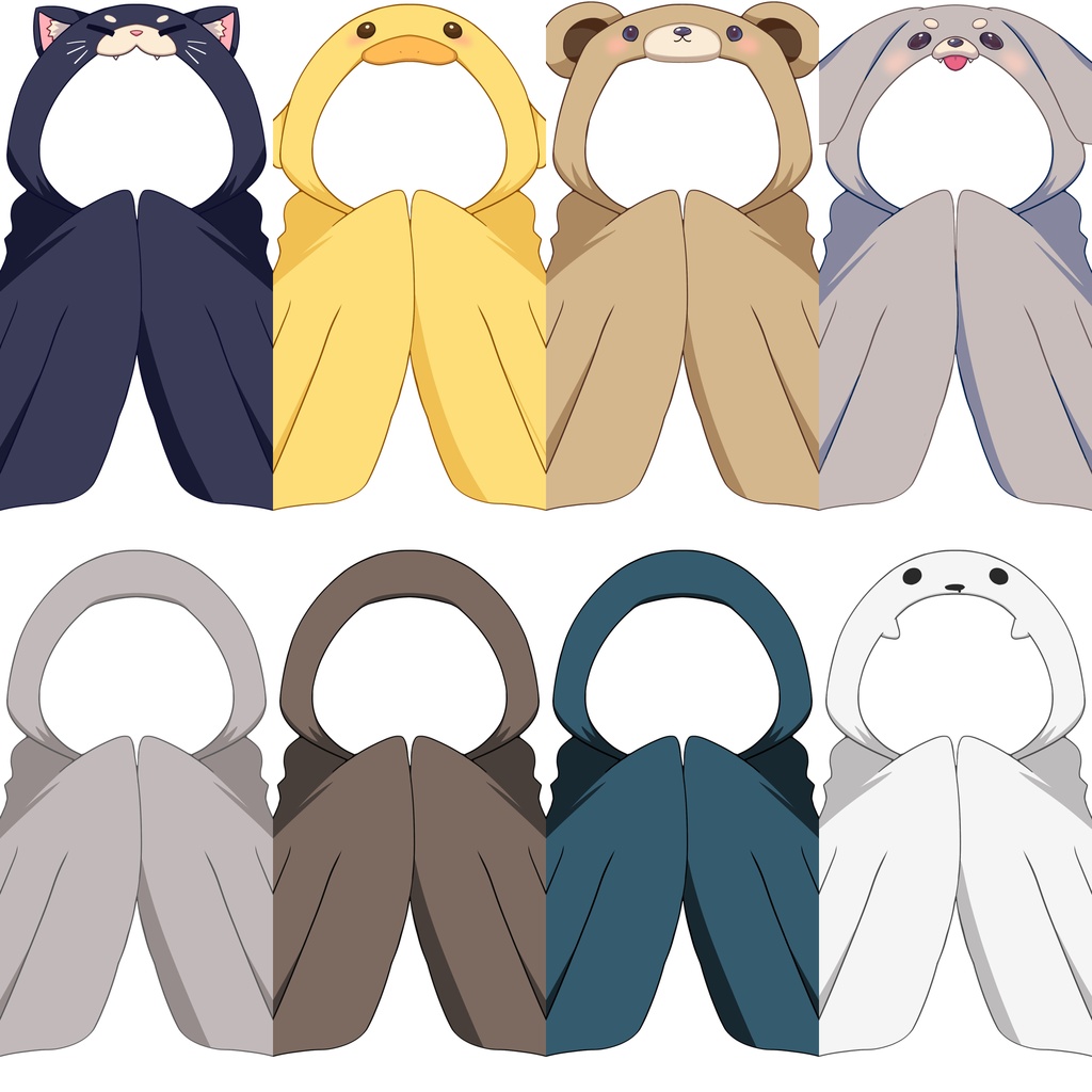 VTuber用 ぬくぬくブランケット素材セット(動物&無地8種)