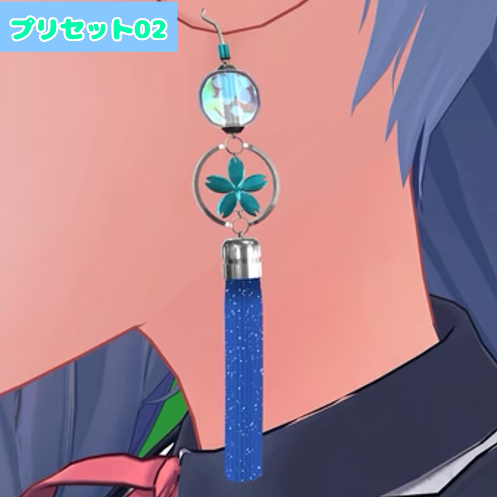 【VRChat】ガラス玉の付いた和風ピアス