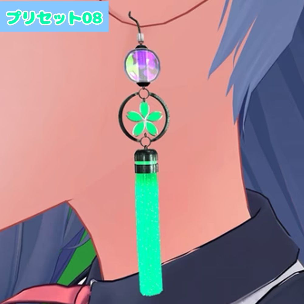 【VRChat】ガラス玉の付いた和風ピアス